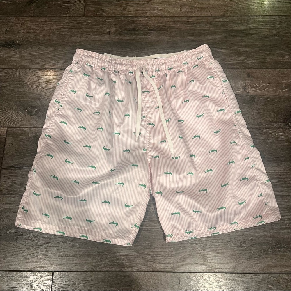 Wes And Willy Swim Shorts Mens XXL Pink Stripes Crocs Gators